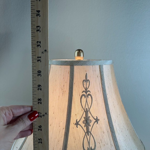 Underwriters Laboratories decorative Glass Table Lamp Knob Control Beige Vintage - Picture 5 of 13